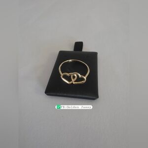 18K Gold Double Heart Ring 7.5